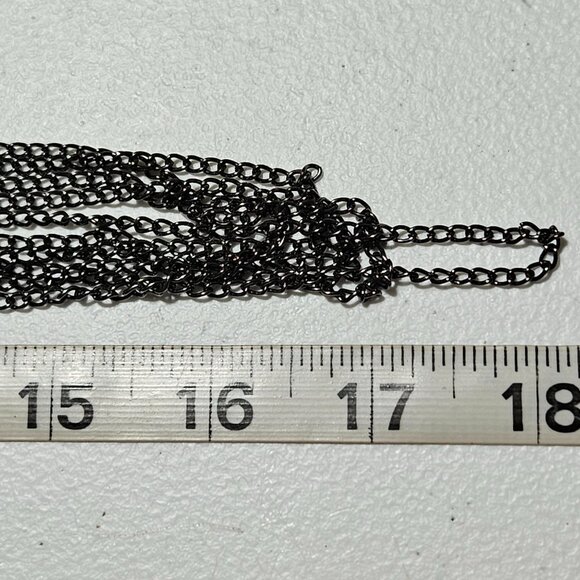 Elegant Black Silver Multi Strand Chain Statement Necklace Faceted Beads Jewelry - Picture 5 of 5